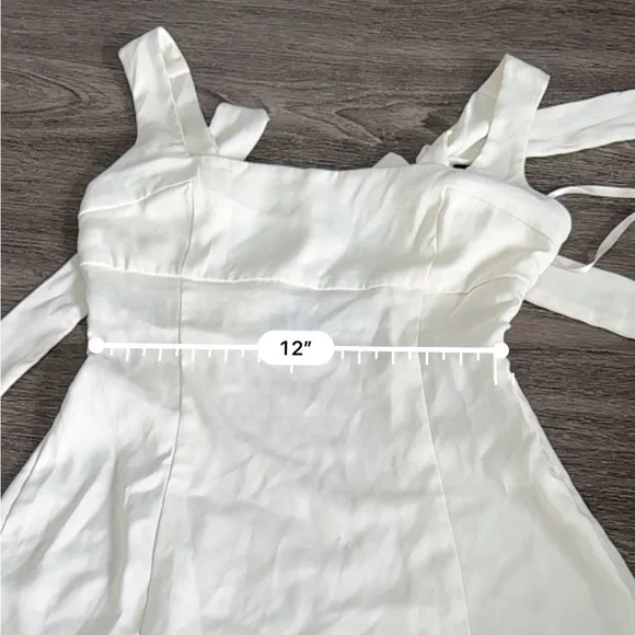 URBAN OUTFITTERS Satin like ivory Tie-Shoulder bows Mini Dress size small - Picture 5 of 11